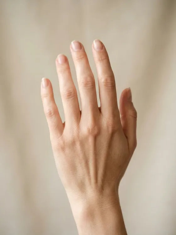 Ring try-on before, hand without ring